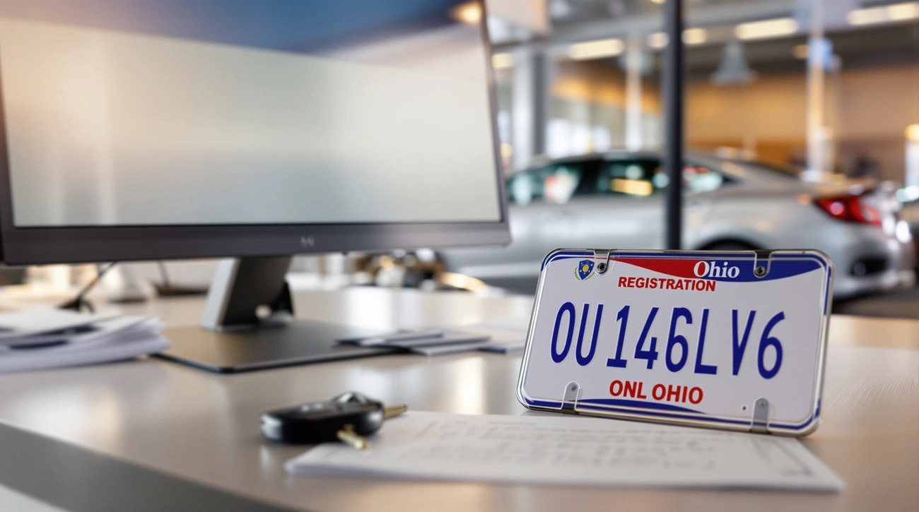 Ohio Car Registration Lookup – Step-by-Step Guide Ohio car registration lookup with license plate, car keys, and computer