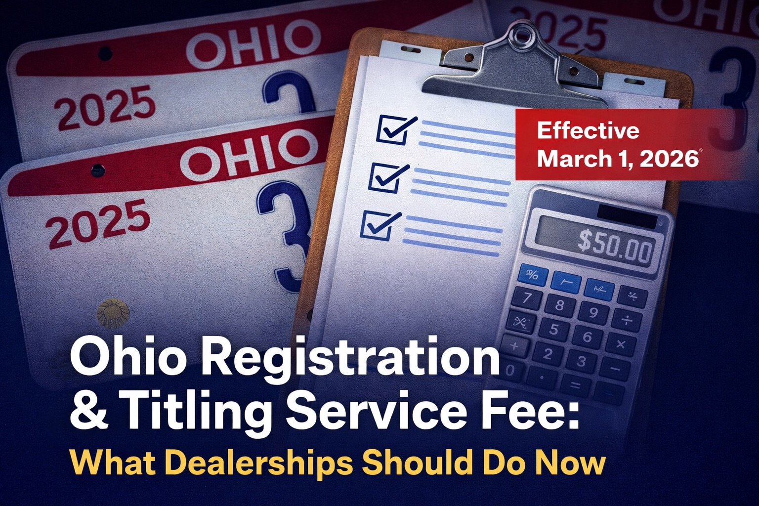 Ohio Registration & Titling Service Fee compliance overview for Ohio car dealerships