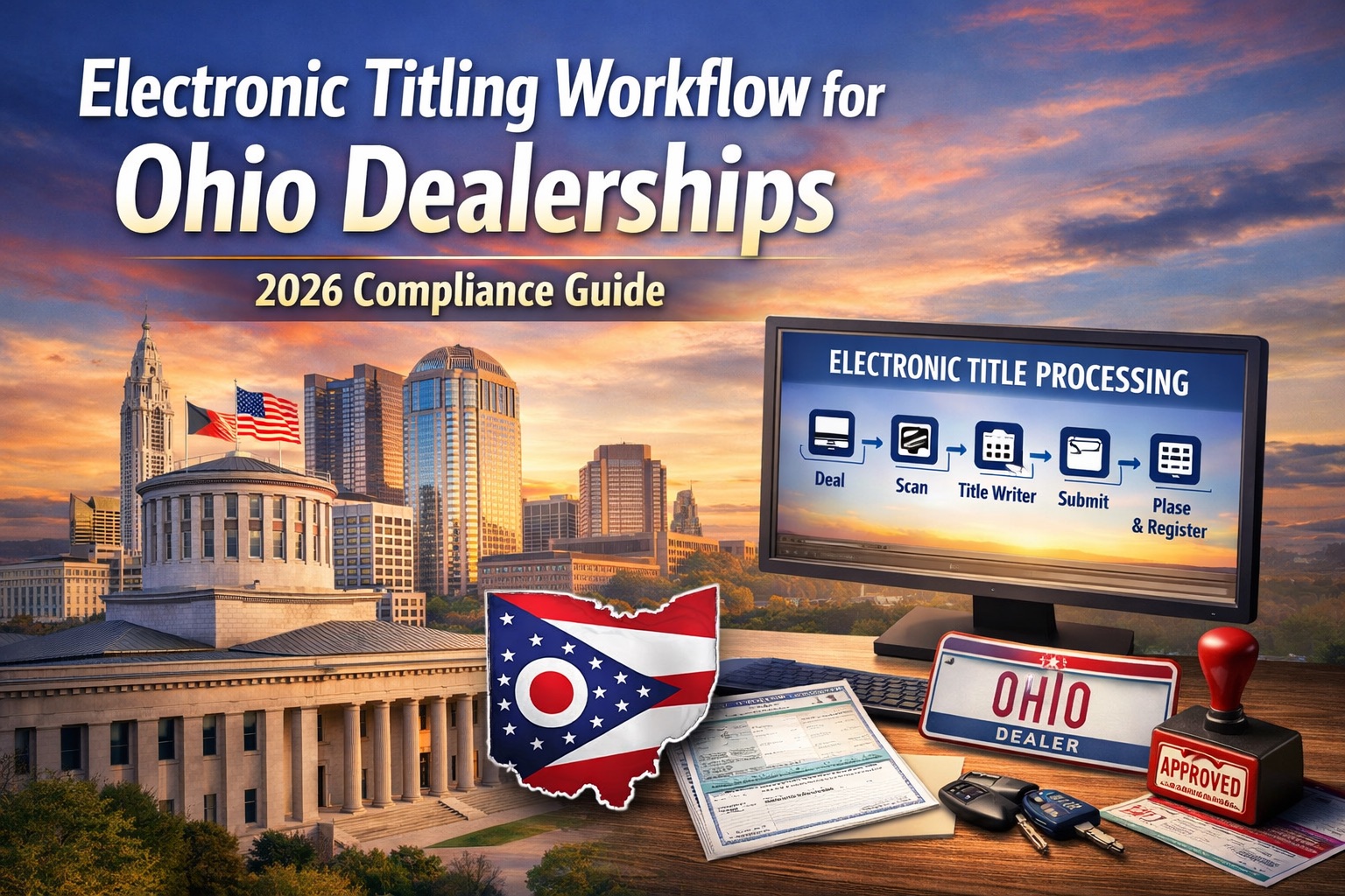 Electronic titling workflow for dealerships Ohio unified system for titles registration and plating